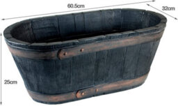 Simpa Oakwood Black Rustic Style Plastic Trough Planter - thumbnail 3