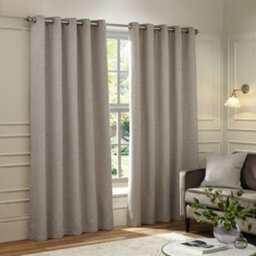 Paoletti Galaxy Fully Lined Chenille Eyelet Curtain Pair, Silver, (W) 168 X (D) 183Cm