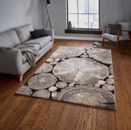Beige/black Abstract Funky Modern Easy To Clean Rug For Living Room Bedroom And Dining Room-120Cm X 170Cm - thumbnail 1