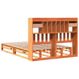 Berkfield Bookcase Bed Without Mattress Wax Brown 160X200 Cm Solid Wood Pine - thumbnail 6