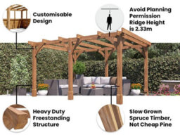 Dunster House Wooden Pergola Garden Plant Frame Furniture Kit Leviathan 4M X 3M - thumbnail 4