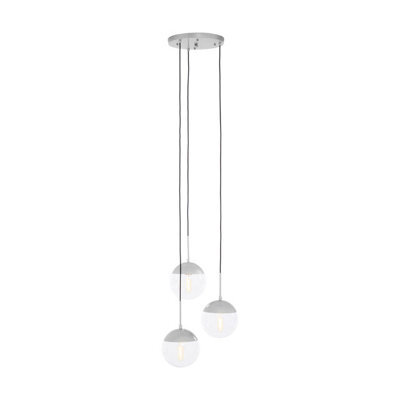 Orsina 3-Light Chrome Pendant Light With Clear Round Shades, Suspended Trio Pendant, Gloss Metal Hanging Fixture - image 1