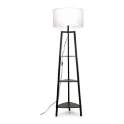 Valuelights Hiru Black 3 Tier Shelf Floor Lamp With White Drum Shade And Bulb - thumbnail 7