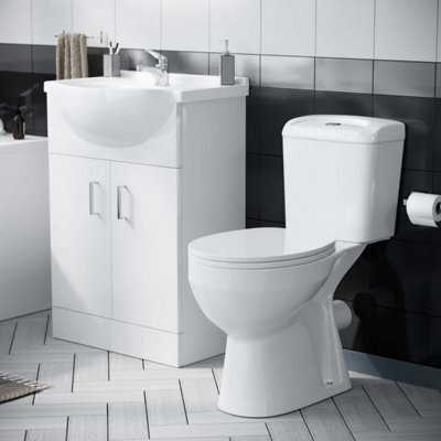 Nes Home Gloss White 550mm Vanity Unit And Close Coupled Toilet - image 1