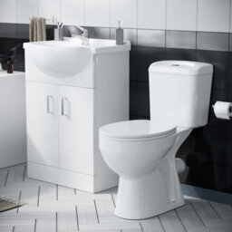 Nes Home Gloss White 550mm Vanity Unit And Close Coupled Toilet - thumbnail 1