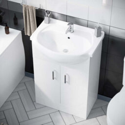 Nes Home Gloss White 550mm Vanity Unit And Close Coupled Toilet - thumbnail 3