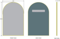 Aveli 500X800mm Brushed Brass Wall Mounted Bathroom Mirror Framed Modern Arch Design - thumbnail 4