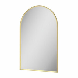 Aveli 500X800mm Brushed Brass Wall Mounted Bathroom Mirror Framed Modern Arch Design - thumbnail 3