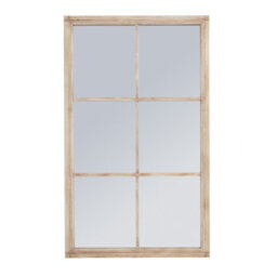 Wyld Haus Rustic Natural Washed Wood Six-Panel Window Mirror 1500X900mm - thumbnail 2
