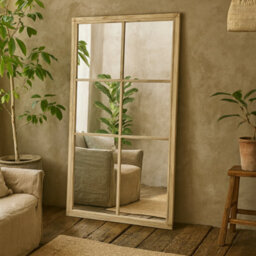 Wyld Haus Rustic Natural Washed Wood Six-Panel Window Mirror 1500X900mm - thumbnail 1