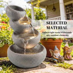 Outsunny Water Fountain Outdoor, 4-Tier Garden Water Feature - thumbnail 6