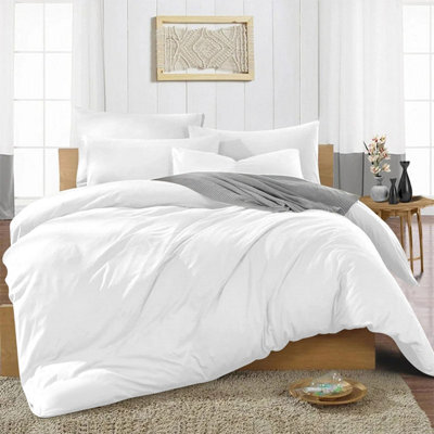 Ameha Plain 3-Piece Duvet  White Quilt Cover Breathable Microfiber Reversible Double Set With Pillowcase 200 X 200 Cm - image 1