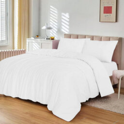 Ameha Plain 3-Piece Duvet  White Quilt Cover Breathable Microfiber Reversible Double Set With Pillowcase 200 X 200 Cm - thumbnail 5
