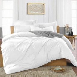 Ameha Plain 3-Piece Duvet  White Quilt Cover Breathable Microfiber Reversible Double Set With Pillowcase 200 X 200 Cm - thumbnail 1