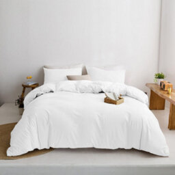 Ameha Plain 3-Piece Duvet  White Quilt Cover Breathable Microfiber Reversible Double Set With Pillowcase 200 X 200 Cm - thumbnail 3