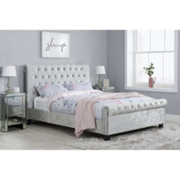 Birlea Sienna King Size Bed In Steel Crushed Velvet - thumbnail 1