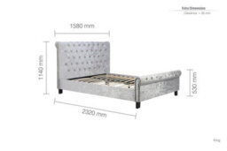 Birlea Sienna King Size Bed In Steel Crushed Velvet - thumbnail 9