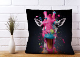 Warren Reed Designer Splashart Giraffe Face Pink Cushions 45Cm X 45Cm - thumbnail 2