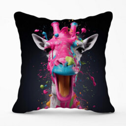 Warren Reed Designer Splashart Giraffe Face Pink Cushions 45Cm X 45Cm - thumbnail 1
