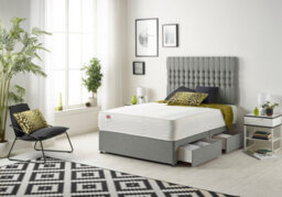 Somnior Beds Somnior Galaxy Linen Silver 5Ft Memory Foam Divan Bed With 4 Drawers, Mattress & Headboard - King - thumbnail 3
