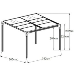 Primrose Anthracite Veranda Garden Canopy Retractable Sliding Roof 12.8Ft X 10Ft - thumbnail 4