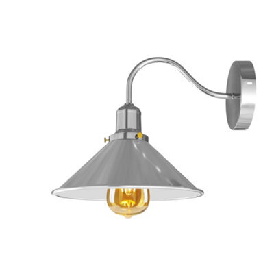 Retro Rainproof Cone Shaped Shade Swan Neck Wall Sconce Fittings Metal Indoor Light Fitting For Bedroom Dinning Room Garage