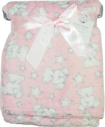 KAV Baby Girl Soft Fleece Wrap Blanket Pram Cot Crib Moses Basket Pink Teddy