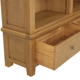 The Furniture Market Cotswold Rustic Smoked Oak Extra Large Grand Double Library Bookcase With 2 Drawers - thumbnail 8
