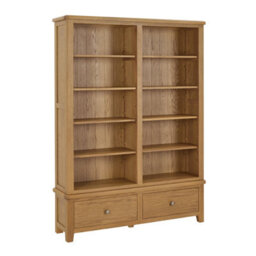 The Furniture Market Cotswold Rustic Smoked Oak Extra Large Grand Double Library Bookcase With 2 Drawers - thumbnail 5