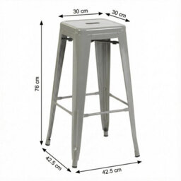 "Fwstyle Bistro Metal Bar Stools Set Of 4 30"" Silver Gloss Galvanised Steel Indoor & Outdoor Ready Assembled" - thumbnail 6
