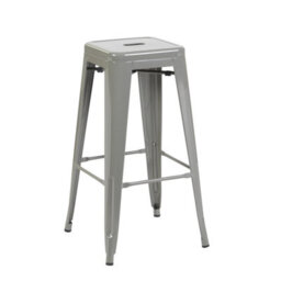"Fwstyle Bistro Metal Bar Stools Set Of 4 30"" Silver Gloss Galvanised Steel Indoor & Outdoor Ready Assembled" - thumbnail 4
