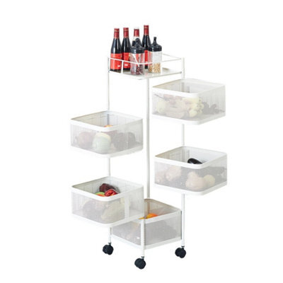 5 Tier Rotating Storage Trolley Cart Kitchen Fruit Vegetable Shelf - image 1