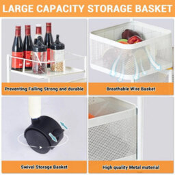 5 Tier Rotating Storage Trolley Cart Kitchen Fruit Vegetable Shelf - thumbnail 3
