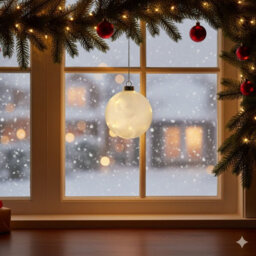 Lumineo Frosted Christmas Bauble Light Warm White 10Cm Micro Led Battery Ball Light - thumbnail 4