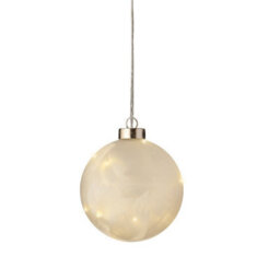 Lumineo Frosted Christmas Bauble Light Warm White 10Cm Micro Led Battery Ball Light - thumbnail 1