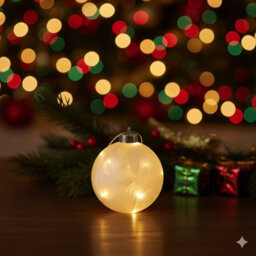 Lumineo Frosted Christmas Bauble Light Warm White 10Cm Micro Led Battery Ball Light - thumbnail 5