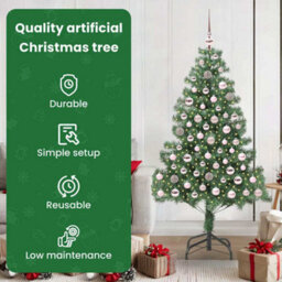 Vidaxl Christmas Tree With 300 Leds With Stand Green 180 Cm Pvc - thumbnail 7