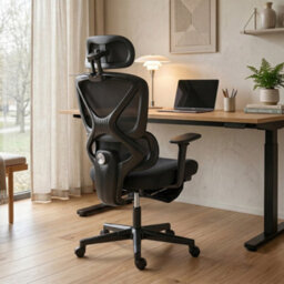 Homcom Executive Mesh Desk Chair With Footrest And 3D Armrests, Black - thumbnail 8