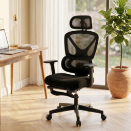 Homcom Executive Mesh Desk Chair With Footrest And 3D Armrests, Black - thumbnail 9