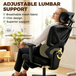 Homcom Executive Mesh Desk Chair With Footrest And 3D Armrests, Black - thumbnail 5