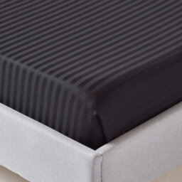 Homescapes Black Egyptian Cotton Satin Stripe Flat Sheet 330 Tc, Single - thumbnail 2