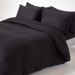 Homescapes Black Egyptian Cotton Satin Stripe Flat Sheet 330 Tc, Single - thumbnail 3