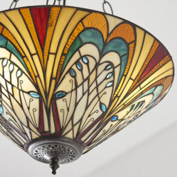 Luminosa Lighting Luminosa Hector 3 Light Medium Inverted Ceiling Pendant Bronze, Tiffany Glass, E27 - thumbnail 4