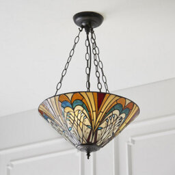 Luminosa Lighting Luminosa Hector 3 Light Medium Inverted Ceiling Pendant Bronze, Tiffany Glass, E27 - thumbnail 3