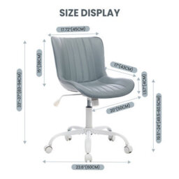Swivel Accent Chair Office Chair Pu Leather Computer Desk Chair With Adjustable Height - Grey/white - thumbnail 3