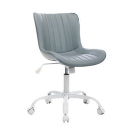 Swivel Accent Chair Office Chair Pu Leather Computer Desk Chair With Adjustable Height - Grey/white - thumbnail 2