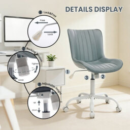 Swivel Accent Chair Office Chair Pu Leather Computer Desk Chair With Adjustable Height - Grey/white - thumbnail 4