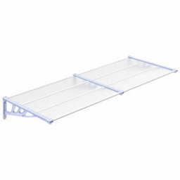 Berkfield Door Canopy Grey And Transparent 239X90 Cm Polycarbonate - thumbnail 2