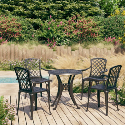 Berkfield 5 Piece Bistro Set Cast Aluminium Black - image 1