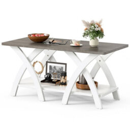 Farmhouse Wooden Accent Table With Storage Shelf Grey - thumbnail 1